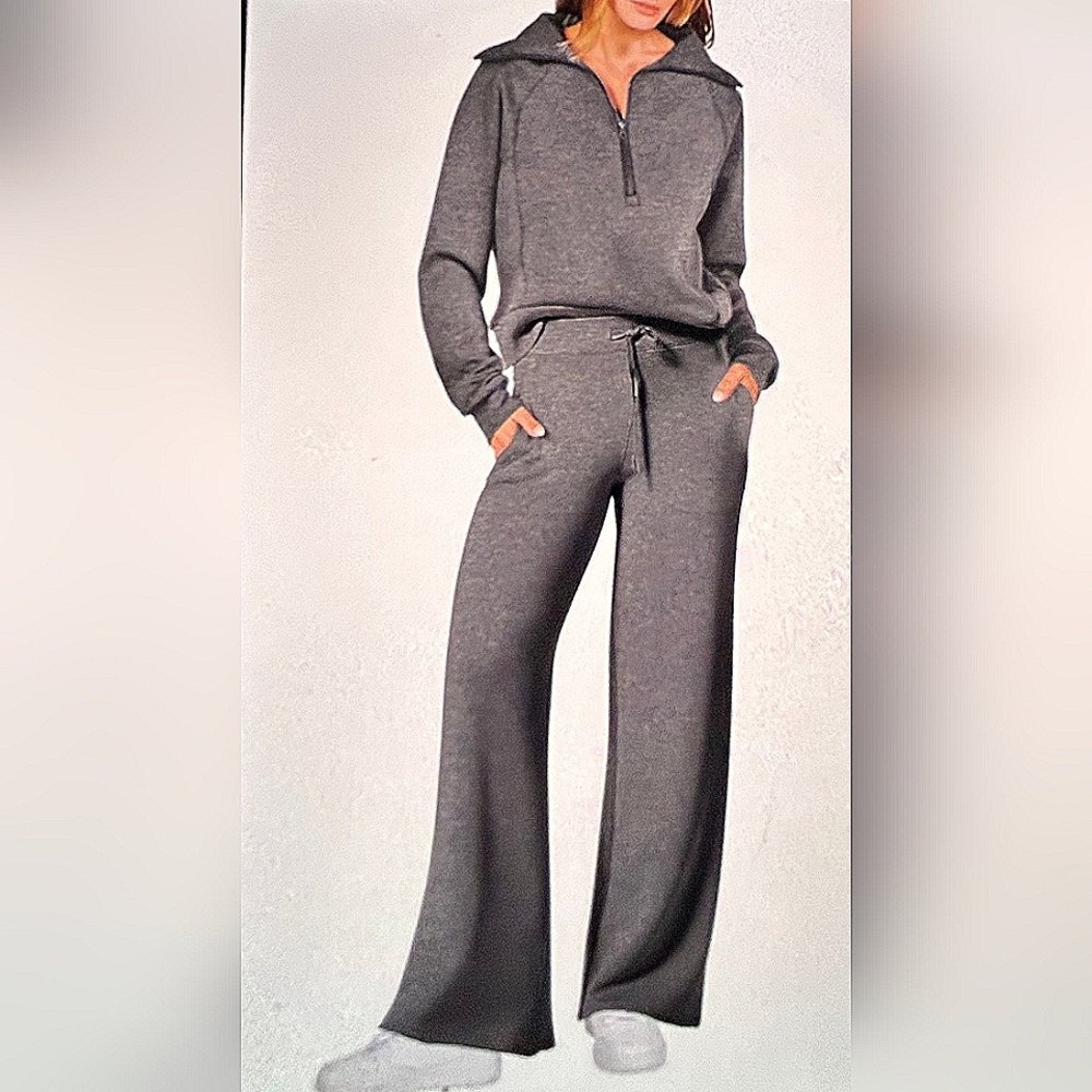 ANRABESS Women’s 2 Piece Matching Lounge Set - Dark Grey